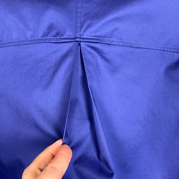 COS Royal Blue Cotton Sateen Blouse Oversized Top Smocked Bell Sleeves US 2 - Picture 12 of 16